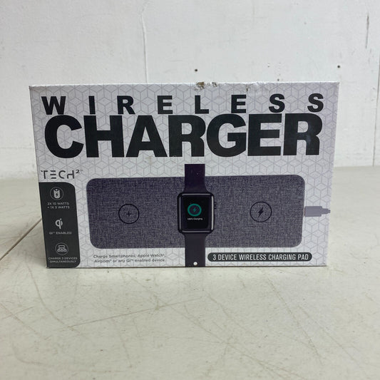 Tech2 3 in 1 Wireless Charging Pad with Adapter Qi-Enabled For Apple or Android