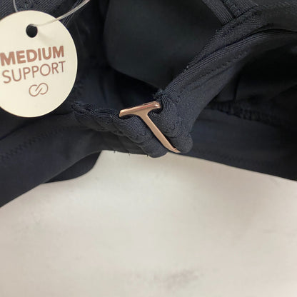 Calia Women's Swim Runched Front Cross Racerback Bikini Top Pure Black WSA23204