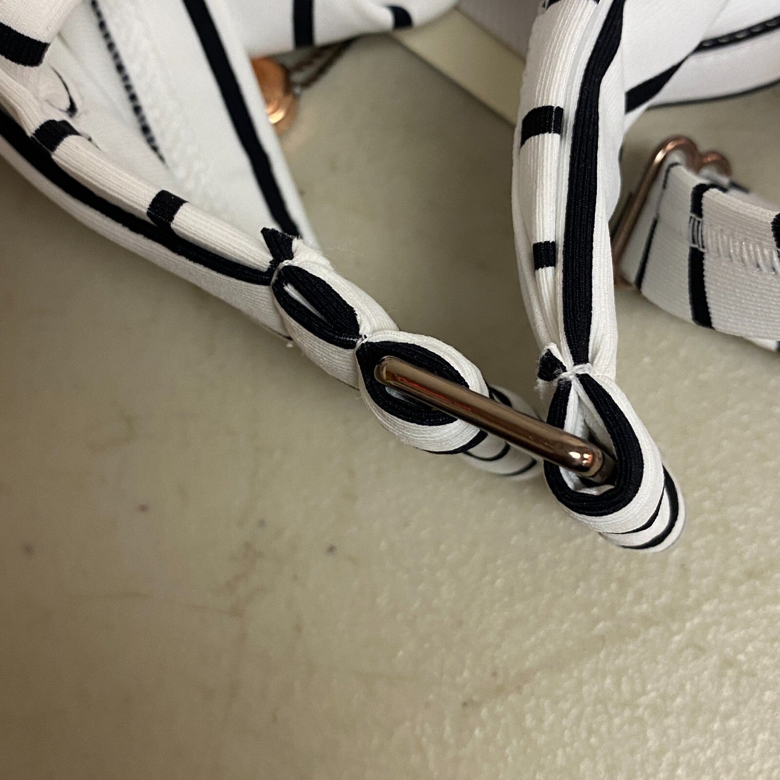 Calia Women's Cross Back Bikini Top Simple Stripe White WSA20210PRTXWP