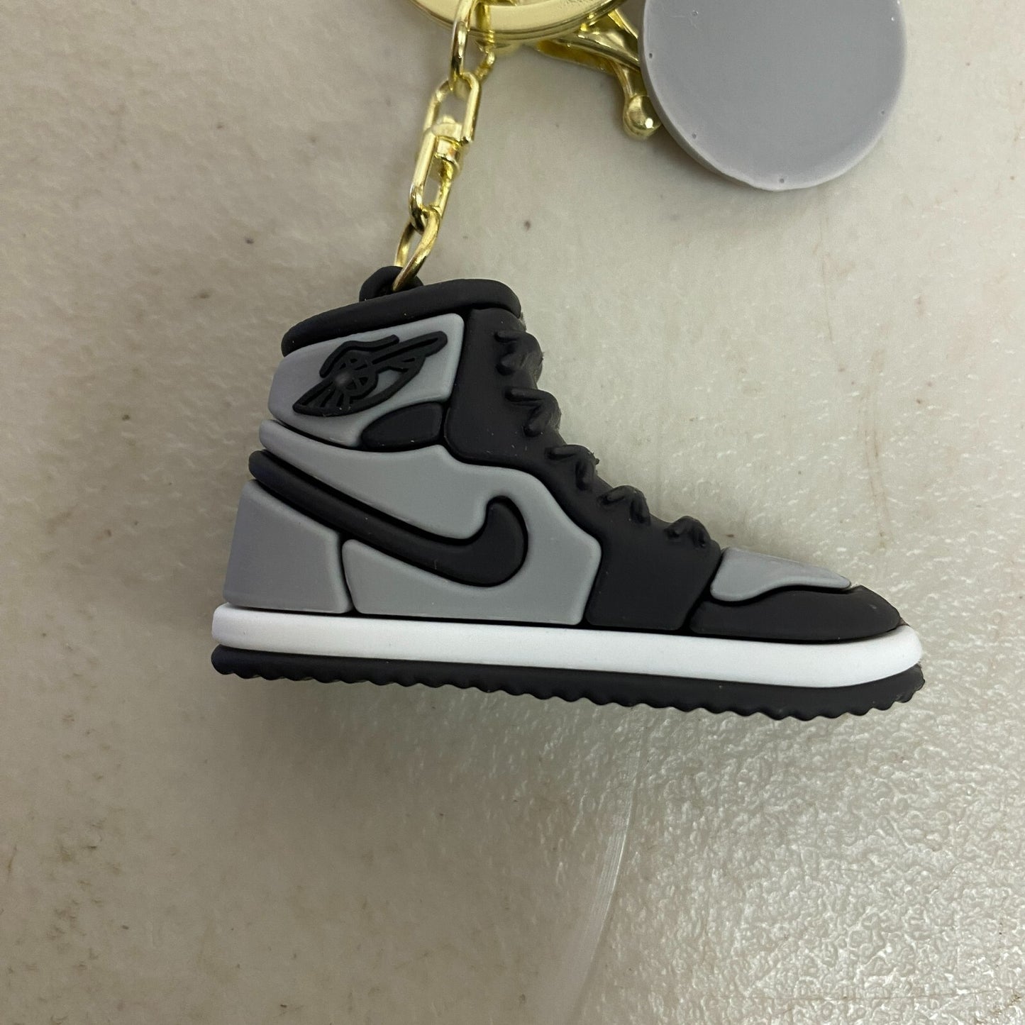 Assorted Silicone Air Jordan 1 Grey and Black Keychain Accessory