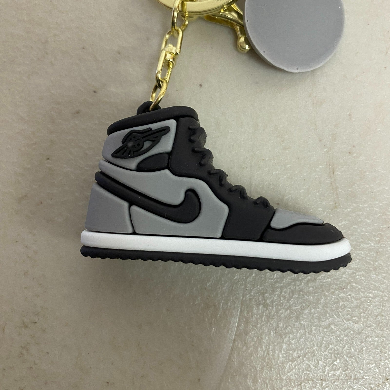 Assorted Silicone Air Jordan 1 Grey and Black Keychain Accessory
