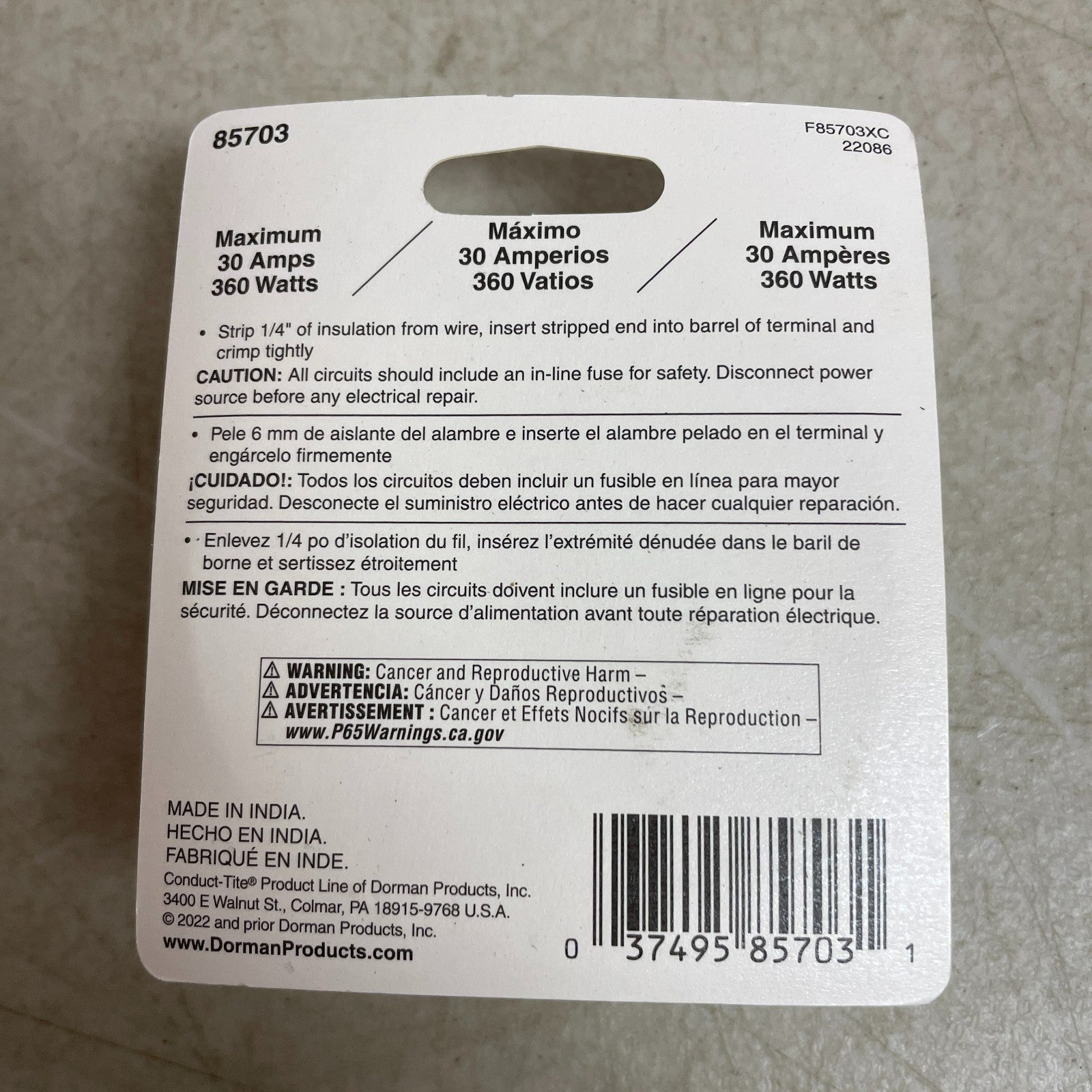 Dorman 10-Gauge White Primary Wire 8ft Stranded Automotive 4 Pack Model 85703