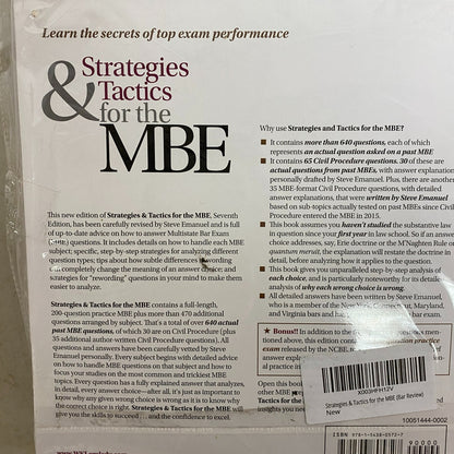 Steven Emanuel's Strategies & Tactics for the MBE (Bar Review) 7th Edition