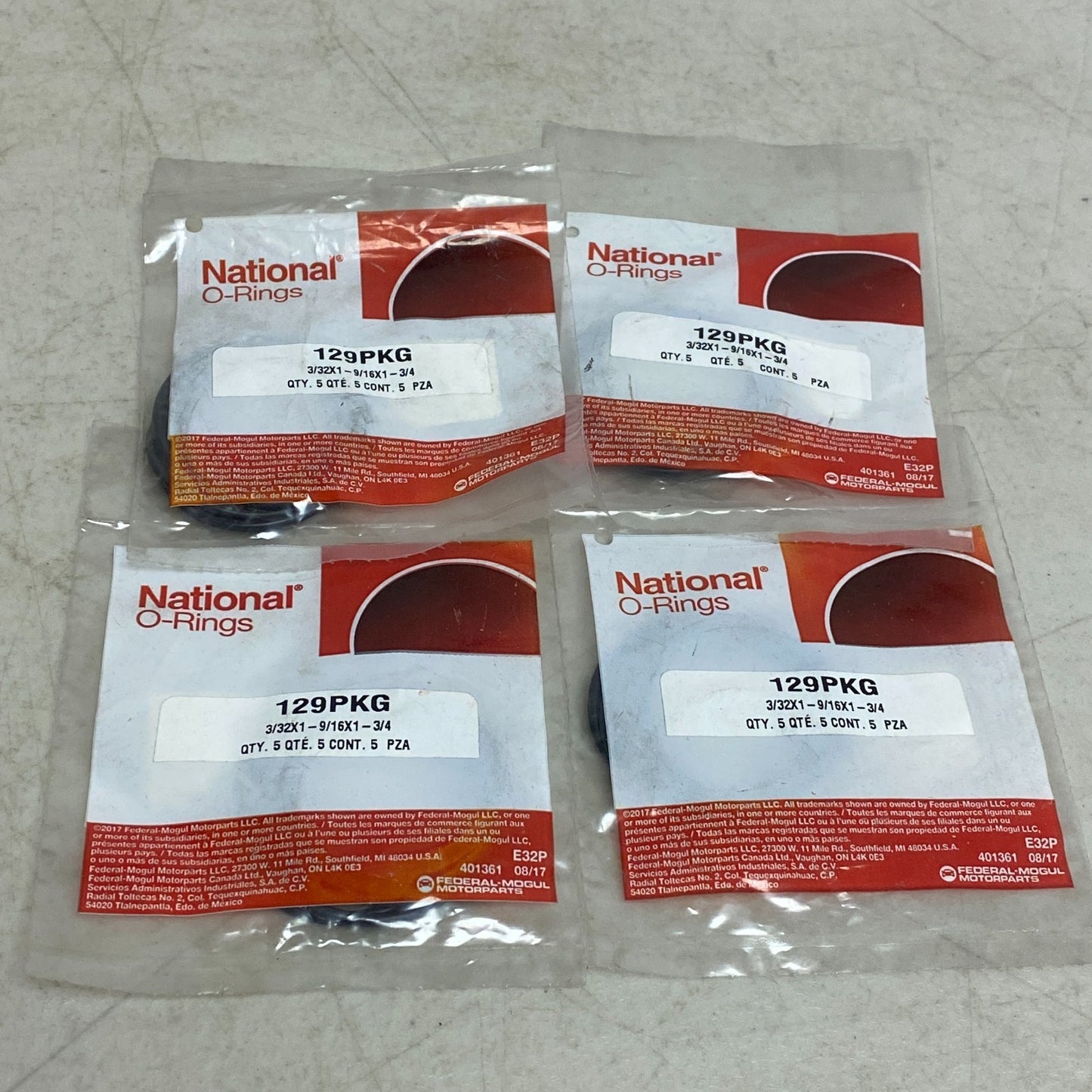 Federal Mogul National Multi purpose O Rings 4 pack 20 ct 129PKG