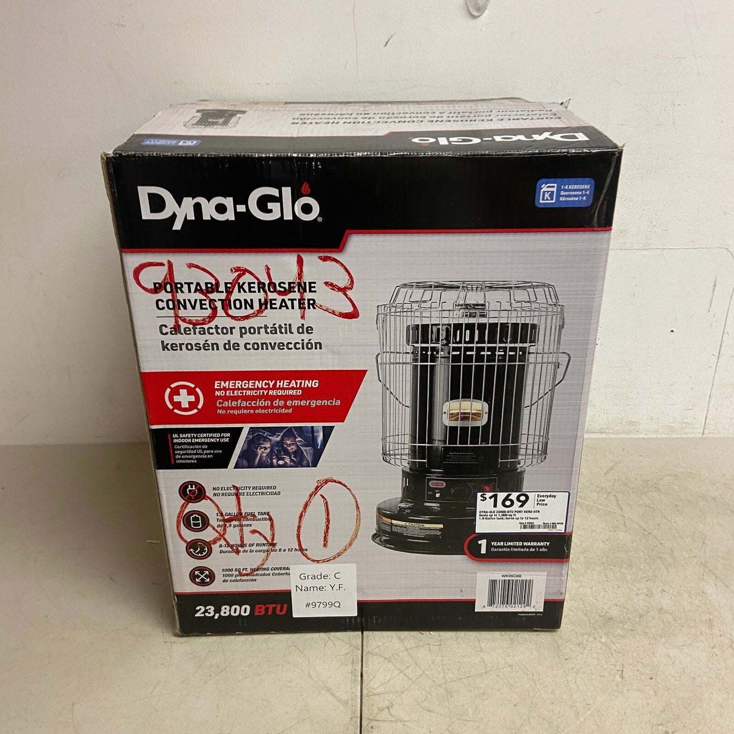 Dyna-Glo WK95C8B 23800 BTU Indoor Portable Kerosene Convection Heater
