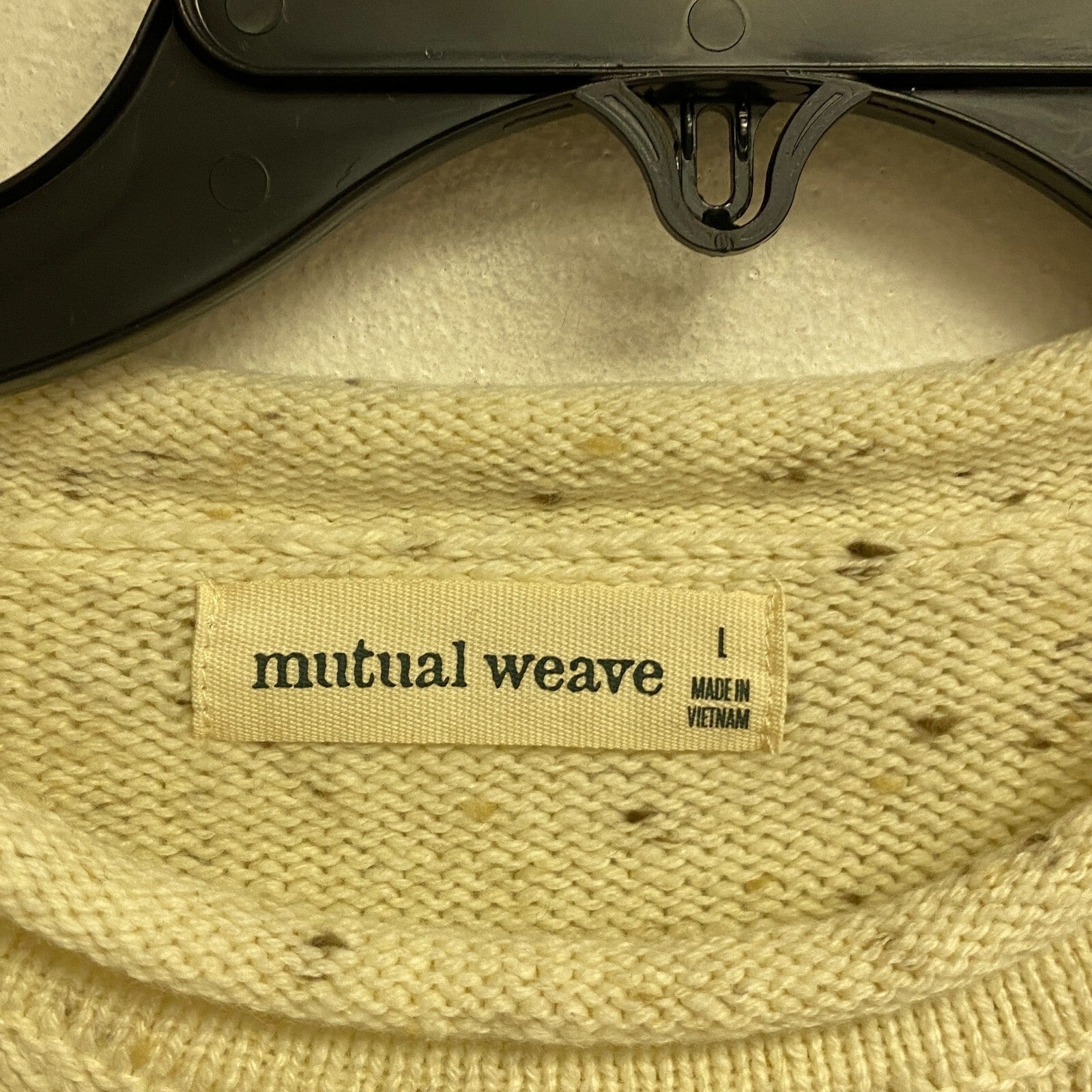 Mutual Weave Crew Neck Long Sleeve Mock Turtle Neck Sweater Size L Color Ivory