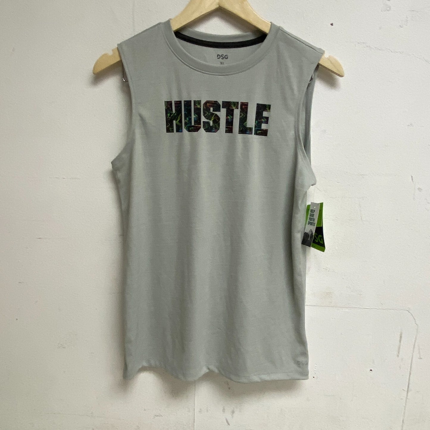 DSG Boys Training Novelty Muscle Tank High Rise/ Pure White Hustle DAB11115N