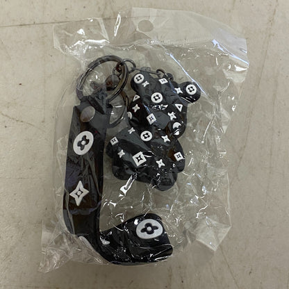 Assorted Louis Viton Silicone With 3D Black Bear Keychain/Bag Charm/Car Ornament