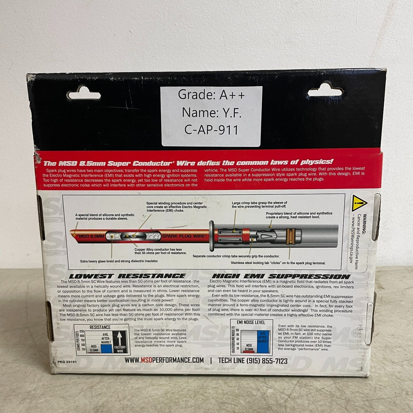 MSD Race-Tailored 8.5 mm Super Conductor Spark Plug Wire Set SBC 31249