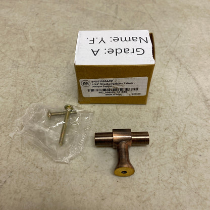 Signature Hardware 1-3/4" Strasbourg Brass T Knob - Antique Copper