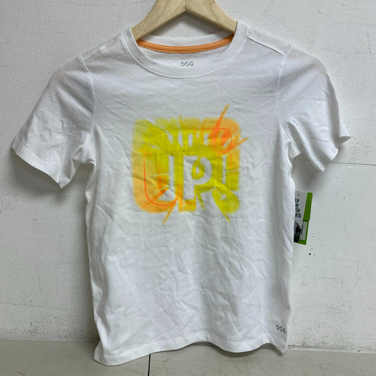 DSG Boys Solid Cotton Graphic Tee Pure White Amped Up Short Sleeve DAB21108