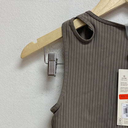 Calia Women's Trendy Striped Cut Out Ribbed Tank Top Dark Grey WAX11269 New