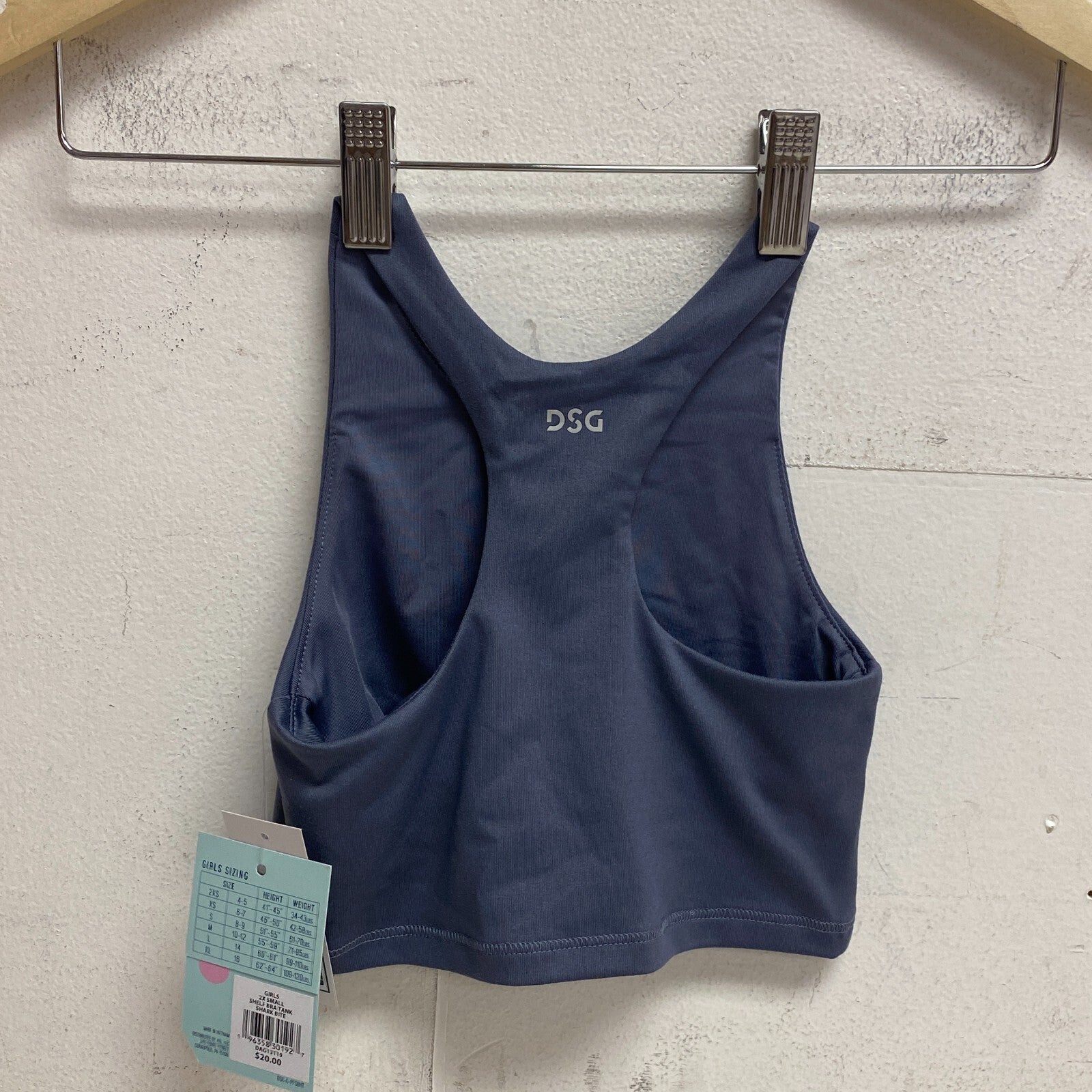 DSG Girls' Performance Shelf Bra Tank Top Halter Straps  Shark Bite DAG13119
