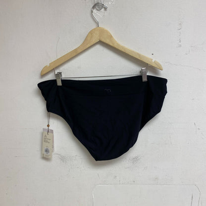 Calia Mid Rise Wide Band Swim Bottoms Pure Black Solid WSA20406