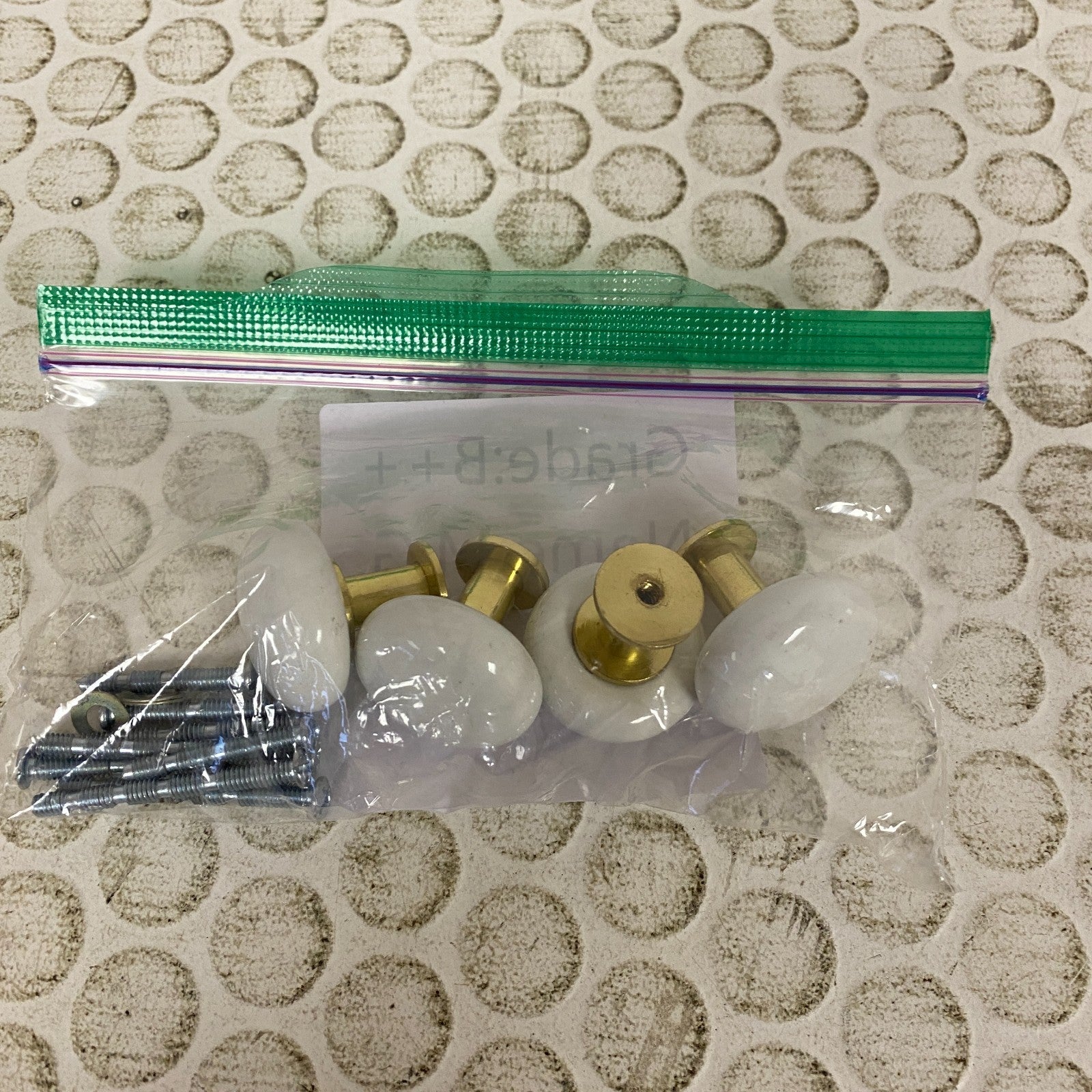 Assorted 4 Pack of Cabinet Knobs Porcelain White with Gold Accents