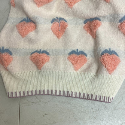 Cider Women Cute Cream and Pink Sweater Strawberry Print Size Medium