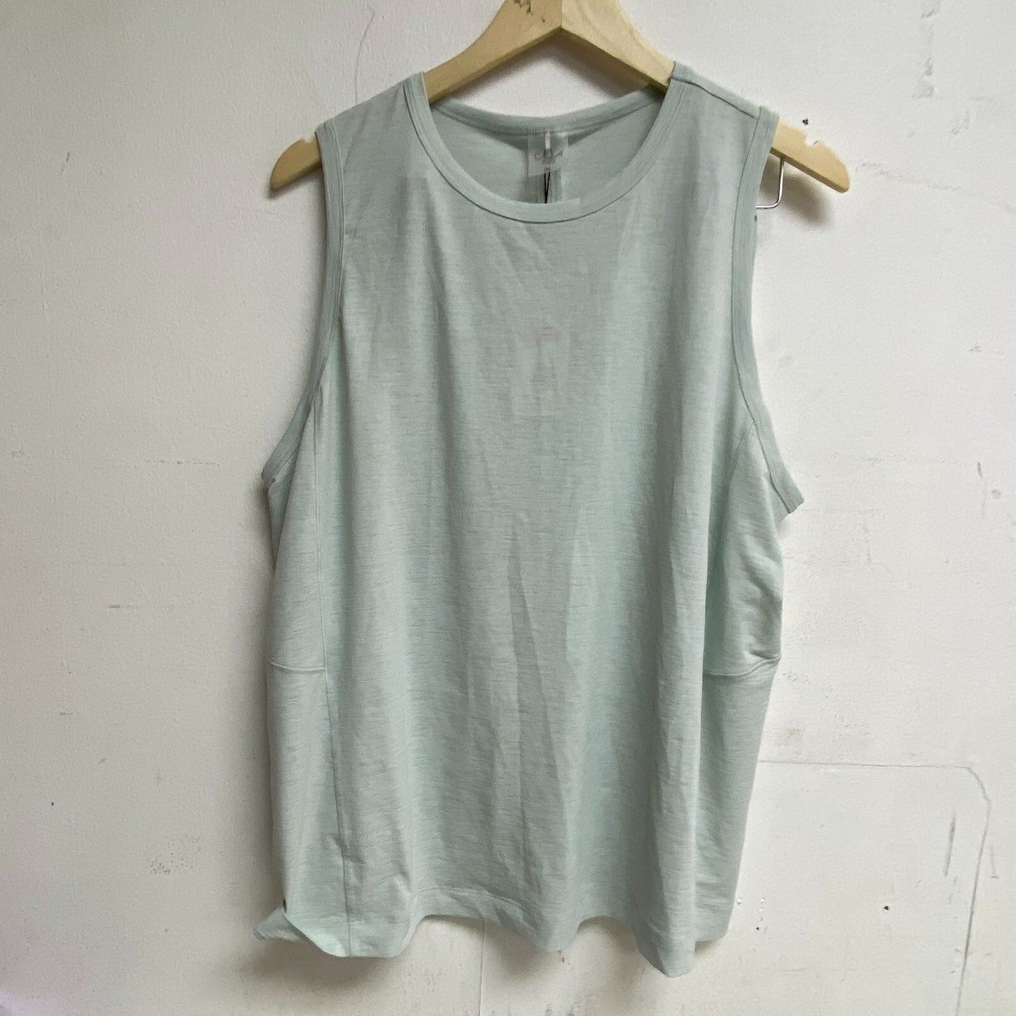 Calia Womens Split Back Muscle Tank Calming Green Sleeveless Solid WAX11223