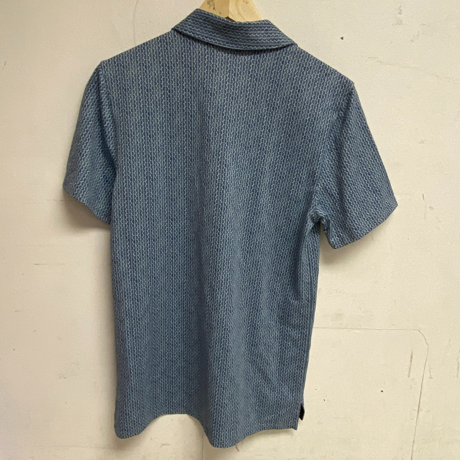 VRST Mens Geo Pique Print Polo Geo Navy Short Sleeve Summer Stylish MVG10016