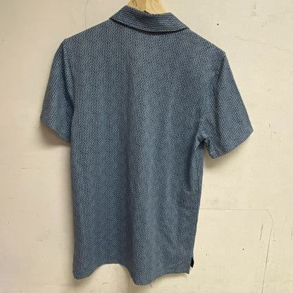 VRST Mens Geo Pique Print Polo Geo Navy Short Sleeve Summer Stylish MVG10016