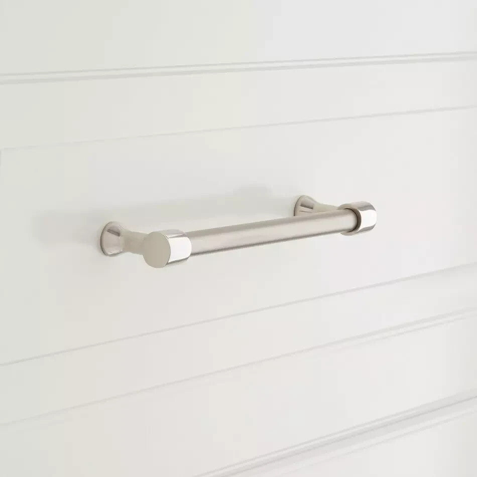 Signature Hardware 8" Strasbourg Solid Brass Cabinet Pull - Polished Nickel Legs