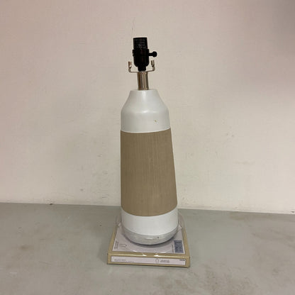 allen + roth Lamp Base White Finish with Natural Textured Wrap Detail 6in x 6in