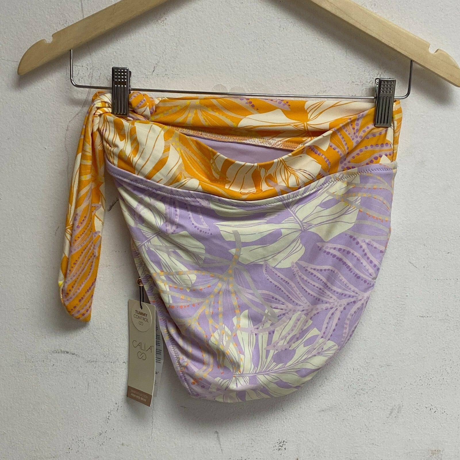 Calia High Rise Side Tie Bottom Palms Lavender Swimwear Bikini WSA22402PRT