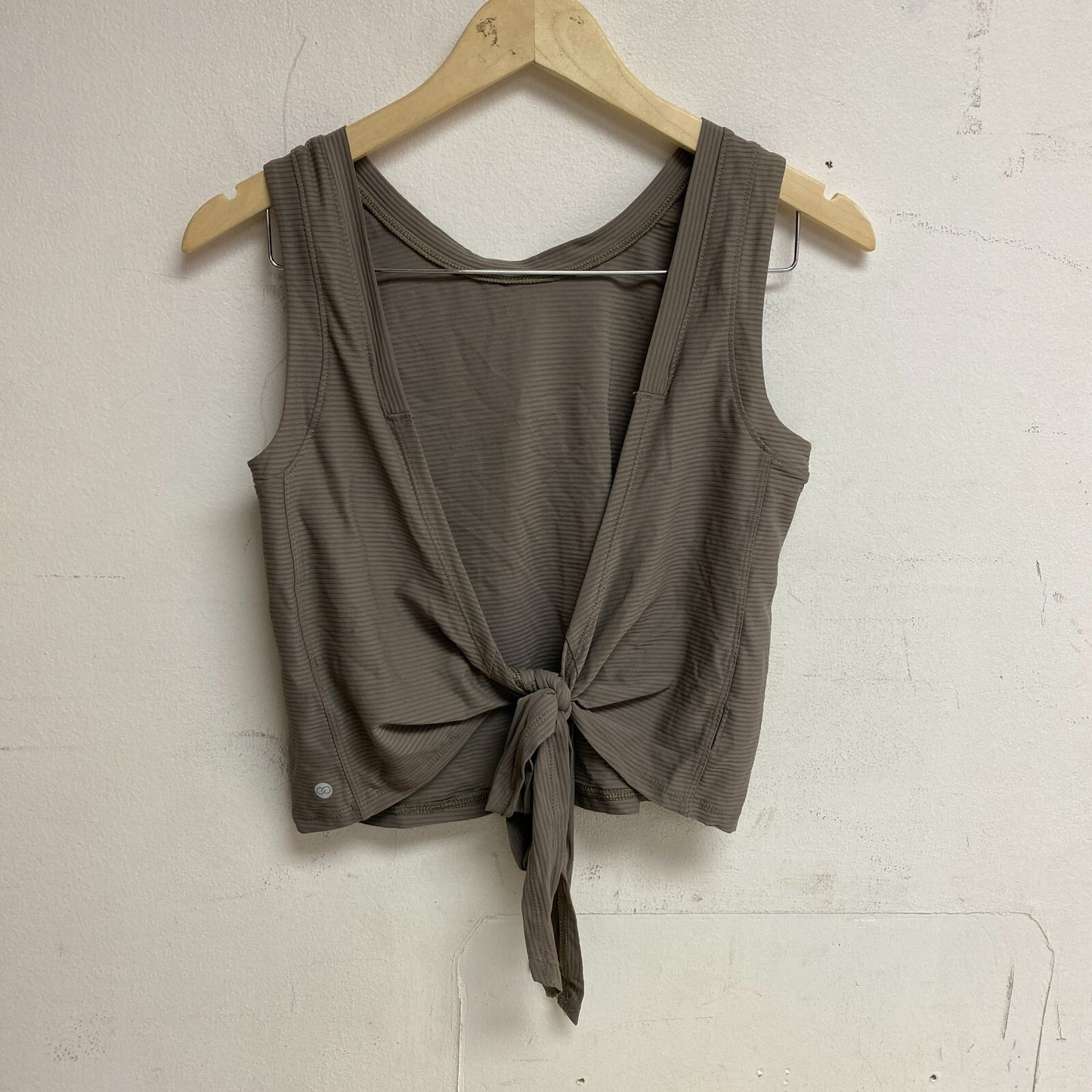 Calia Women Crop Wrap & Tie Tank Dark Grey Solid Sleeveless Stylish WAX11234