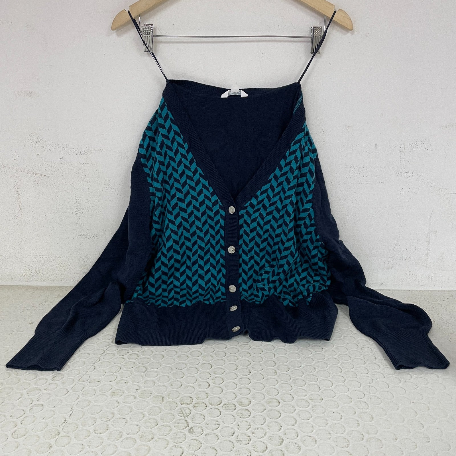 Lady Hagen Womenâs Sweater Cardigan Herringbone Dark Navy WGH36300