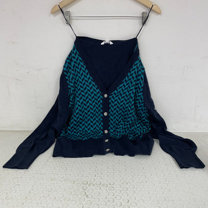 Lady Hagen Womenâs Sweater Cardigan Herringbone Dark Navy WGH36300