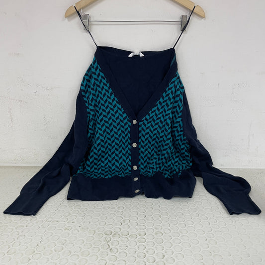 Lady Hagen Womenâs Sweater Cardigan Herringbone Dark Navy WGH36300