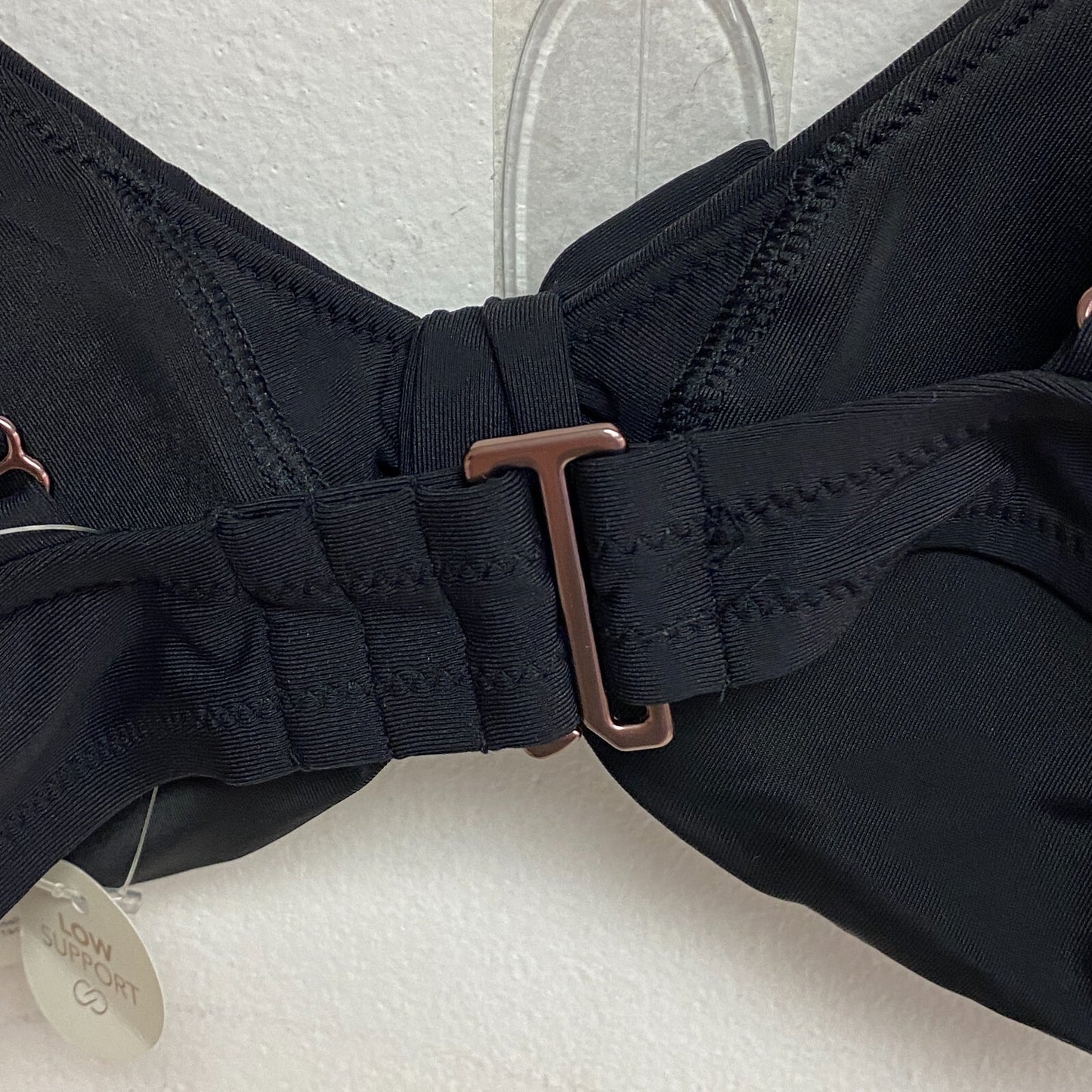 Calia Women's Swim Collection Tie Front Racerback Bikini Top Pure Black WSA22200