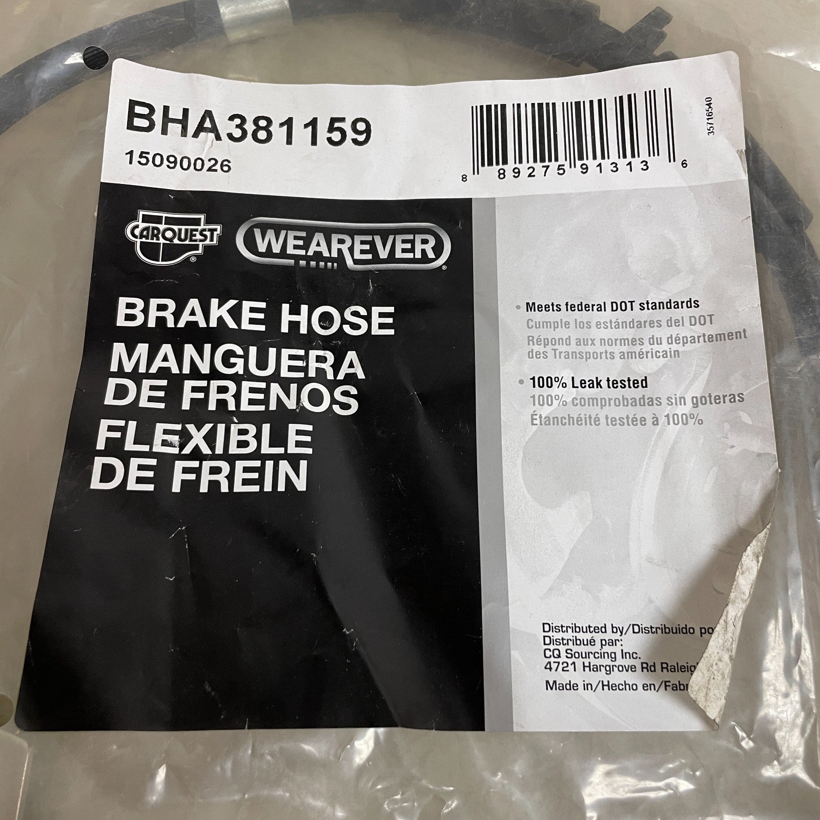 Carquest Brake Hose Assembly BHA381159 w/ Copper Washers