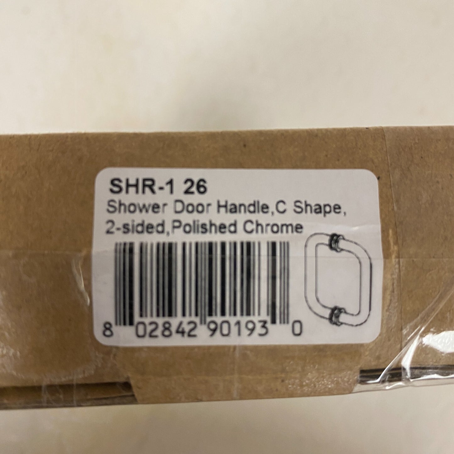 Sure‑Loc C‑Shape Shower Door Handle Polished Chrome SHR‑1 26