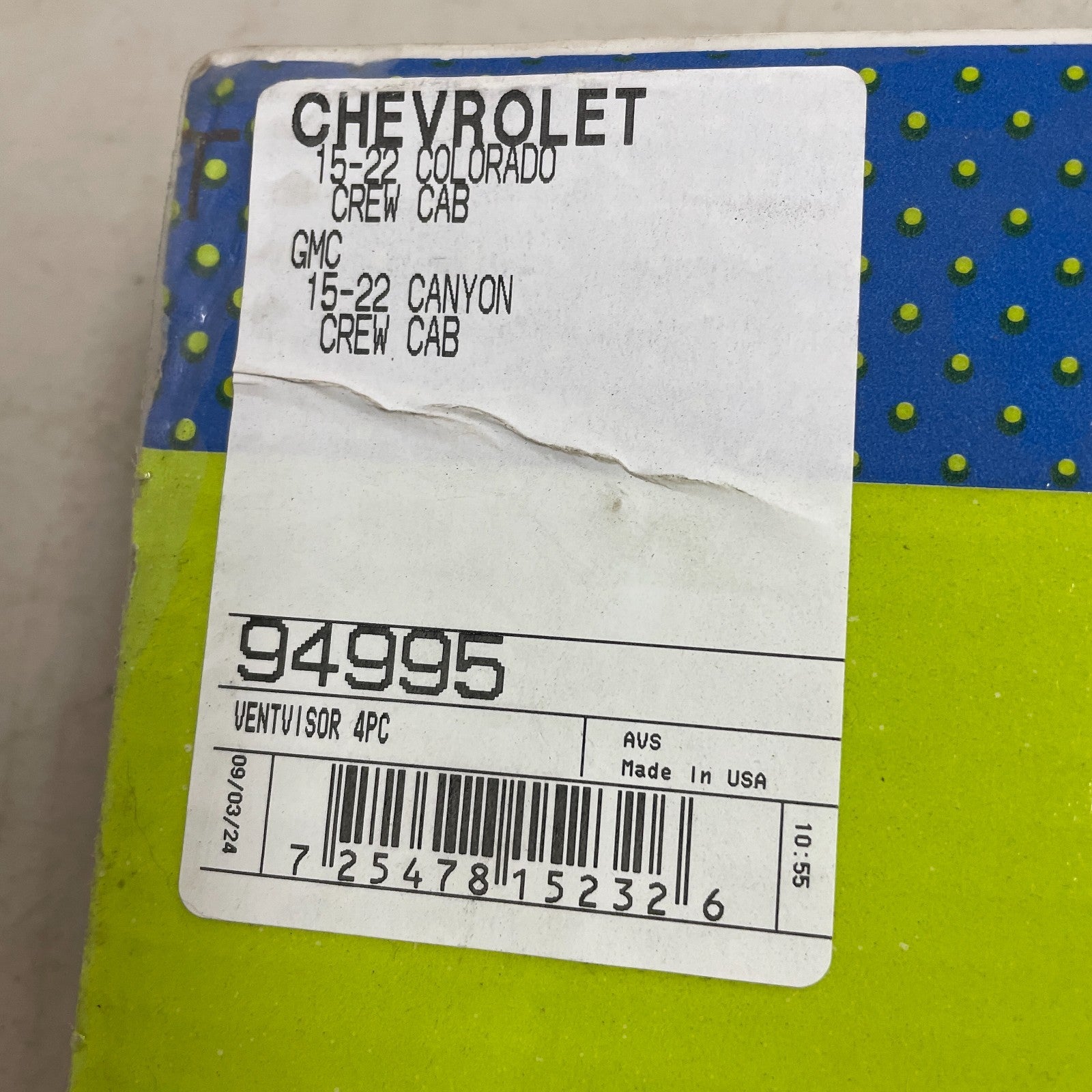 AVS 94995 Outside-Mount Window Vent Visor Set 2015–22 Colorado/Canyon Crew Cab