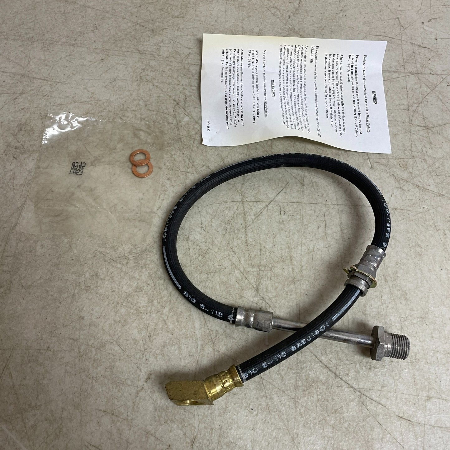 Carquest Wearever Brake Hose Banjo-Female Ends 24" EPDM BHA38285