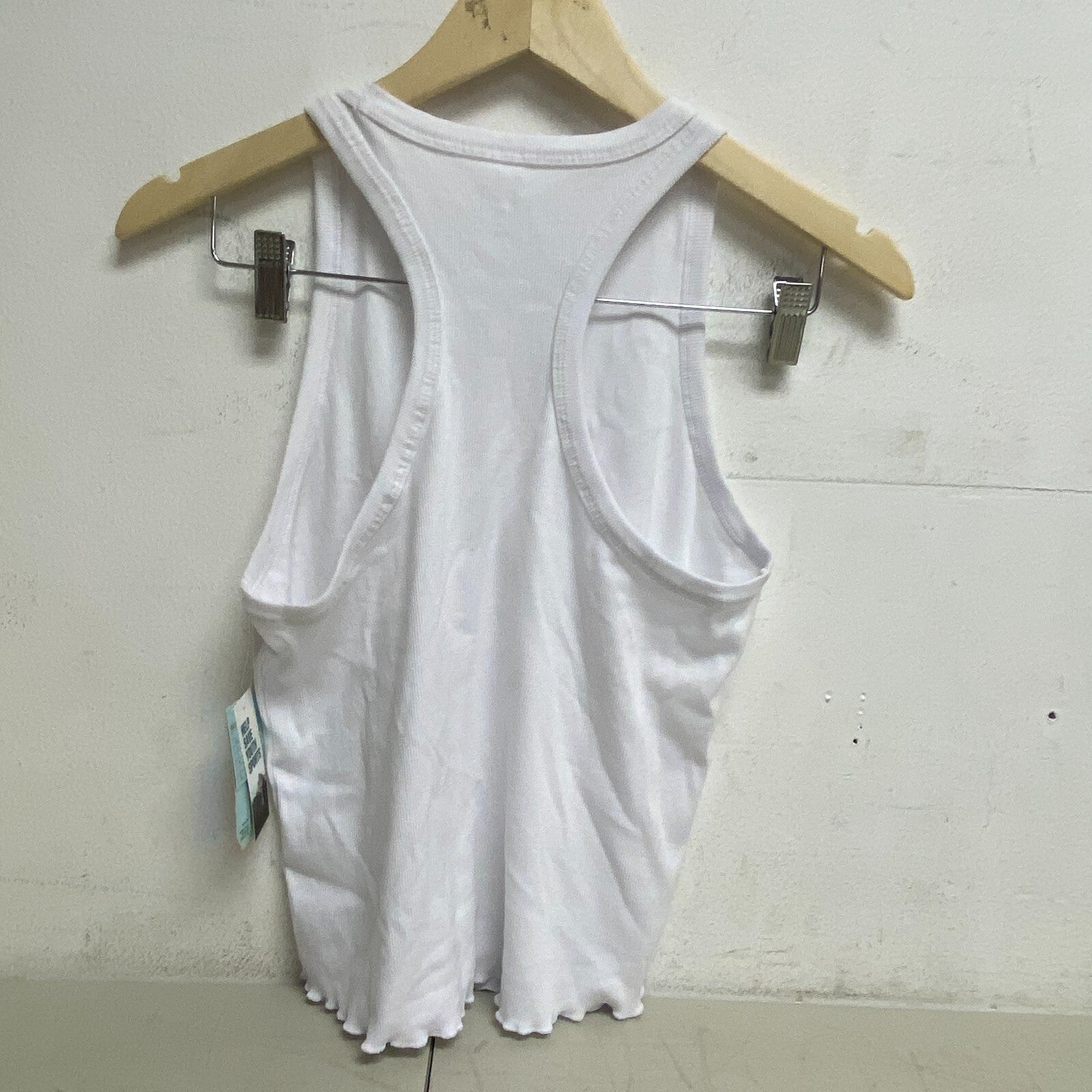 DSG Girls Everyday Striped Lettuce Hem Rib Tank Pure White DAG12108 New