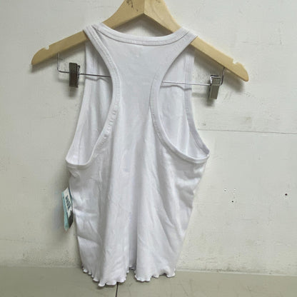 DSG Girls Everyday Striped Lettuce Hem Rib Tank Pure White DAG12108 New