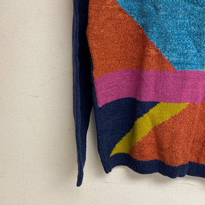 Alfred Dunner Women's Lake Placid Colorblock Crewneck Sweater Szie PM Color Navy