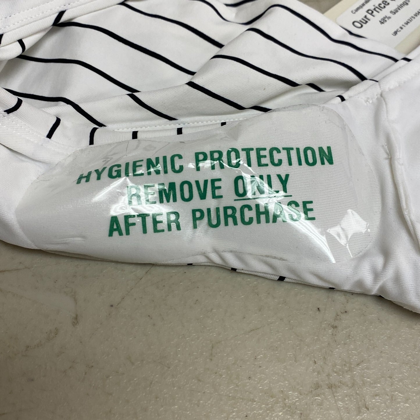 Calia Women's Swim Mid Rise Wide Band Bottom Stripe White WSA20406PRTX