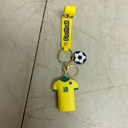 Assorted Silicone Soccer Keychain With #10 Neymar Jr Yellow and Green Jeresy