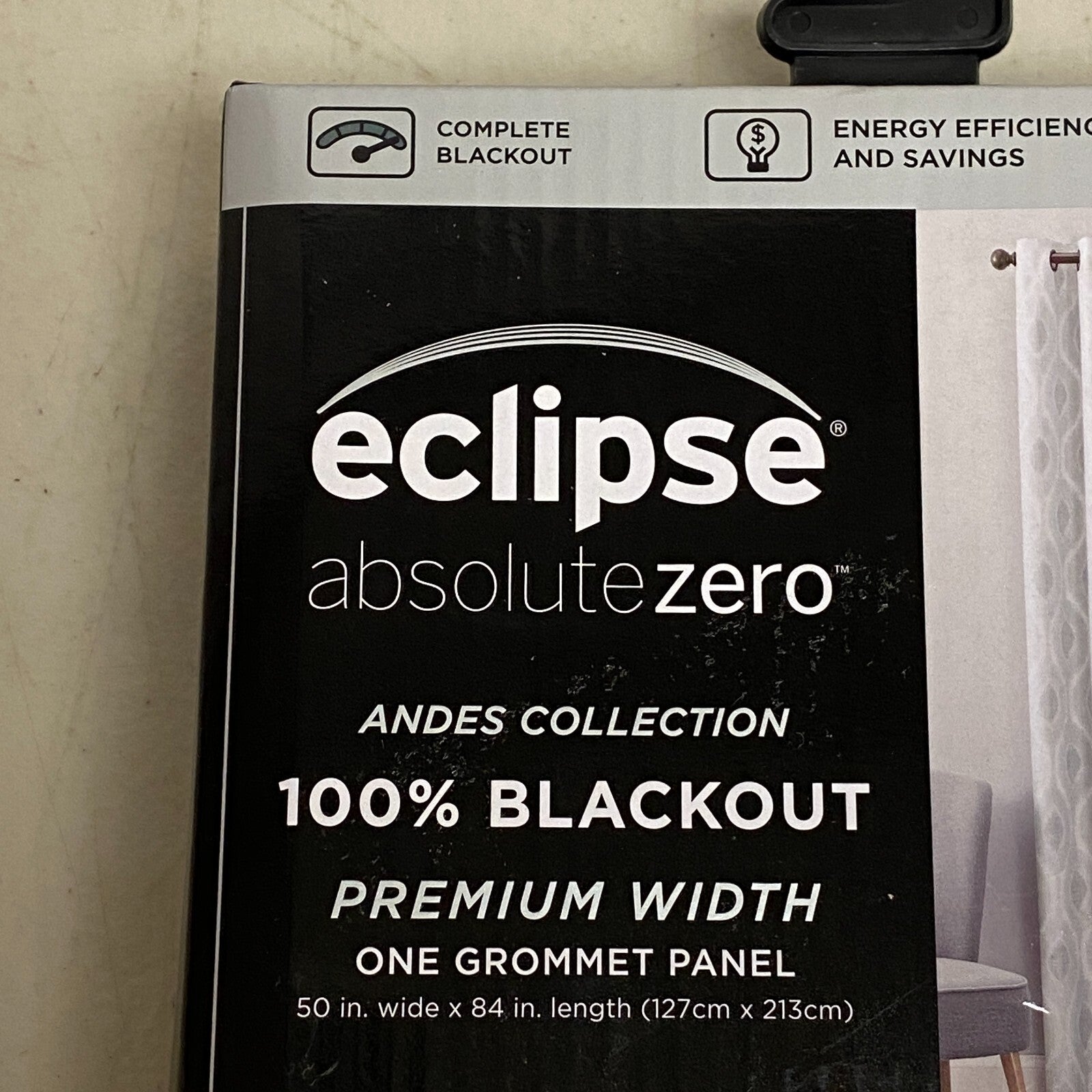 Eclipse Absolute Zero - 100% Blackout One Grommet Panel Curtains 50"x84" - Gray