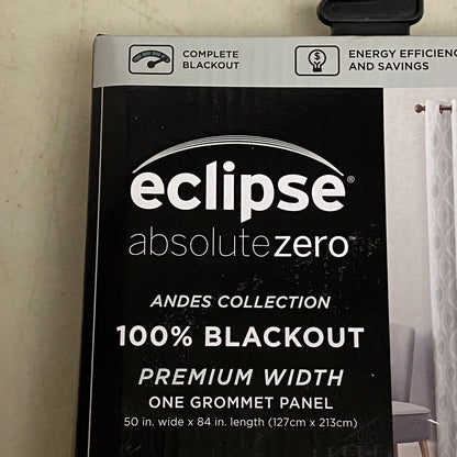 Eclipse Absolute Zero - 100% Blackout One Grommet Panel Curtains 50"x84" - Gray
