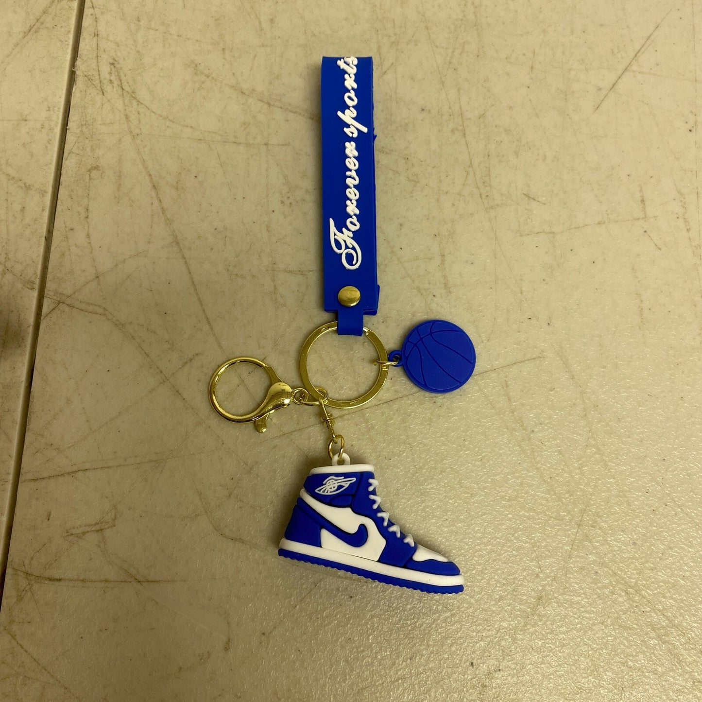 Assorted Silicone Air Jordan 1 Blue and White Keychain Accessory