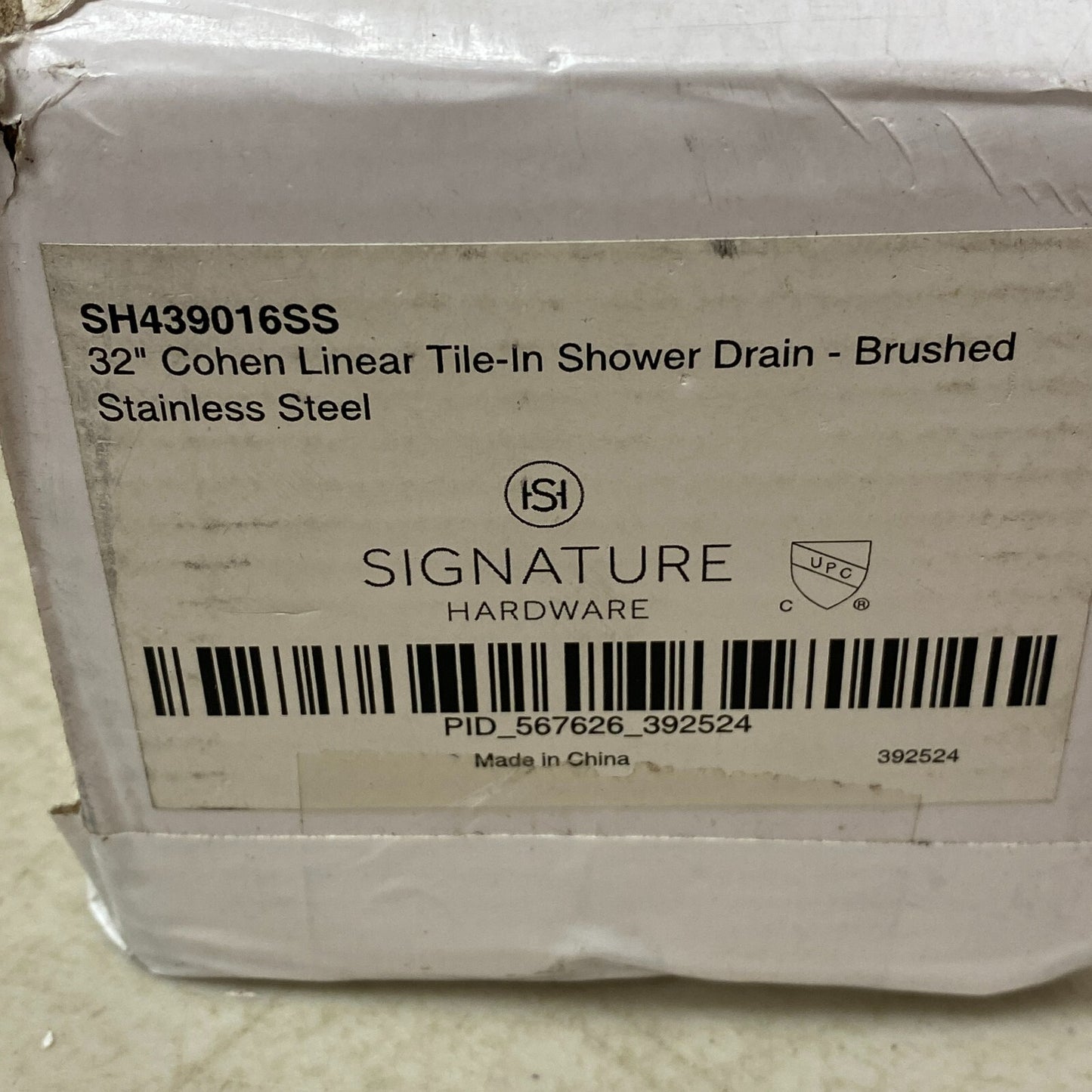 Signature Hardware 32" Cohen Linear Tile-In Shower Drain - Brushed Stainless S,,