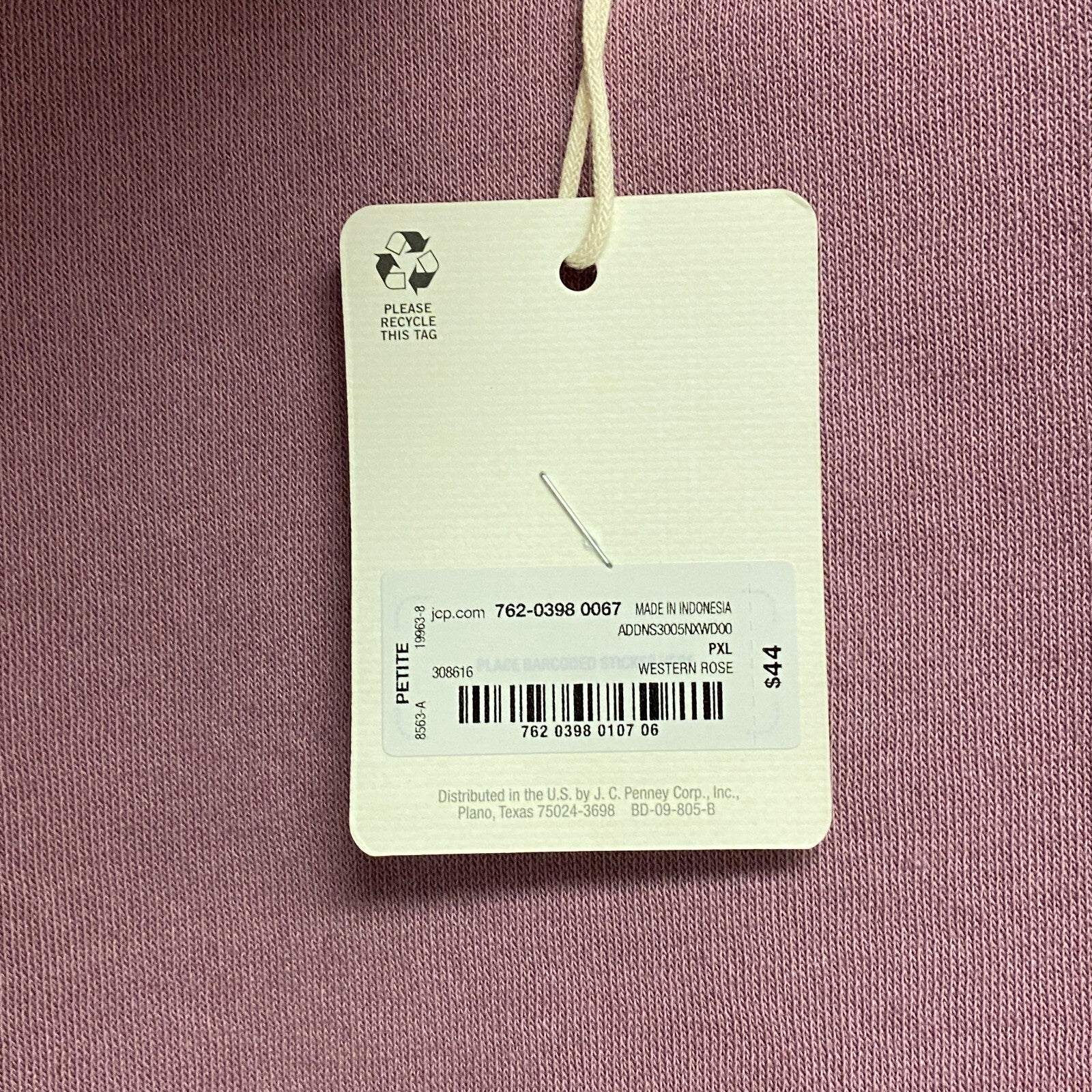 Ana Women's Padded Shoulders Long Sleeve Sweatshirt Size PXL Color: Western Rose