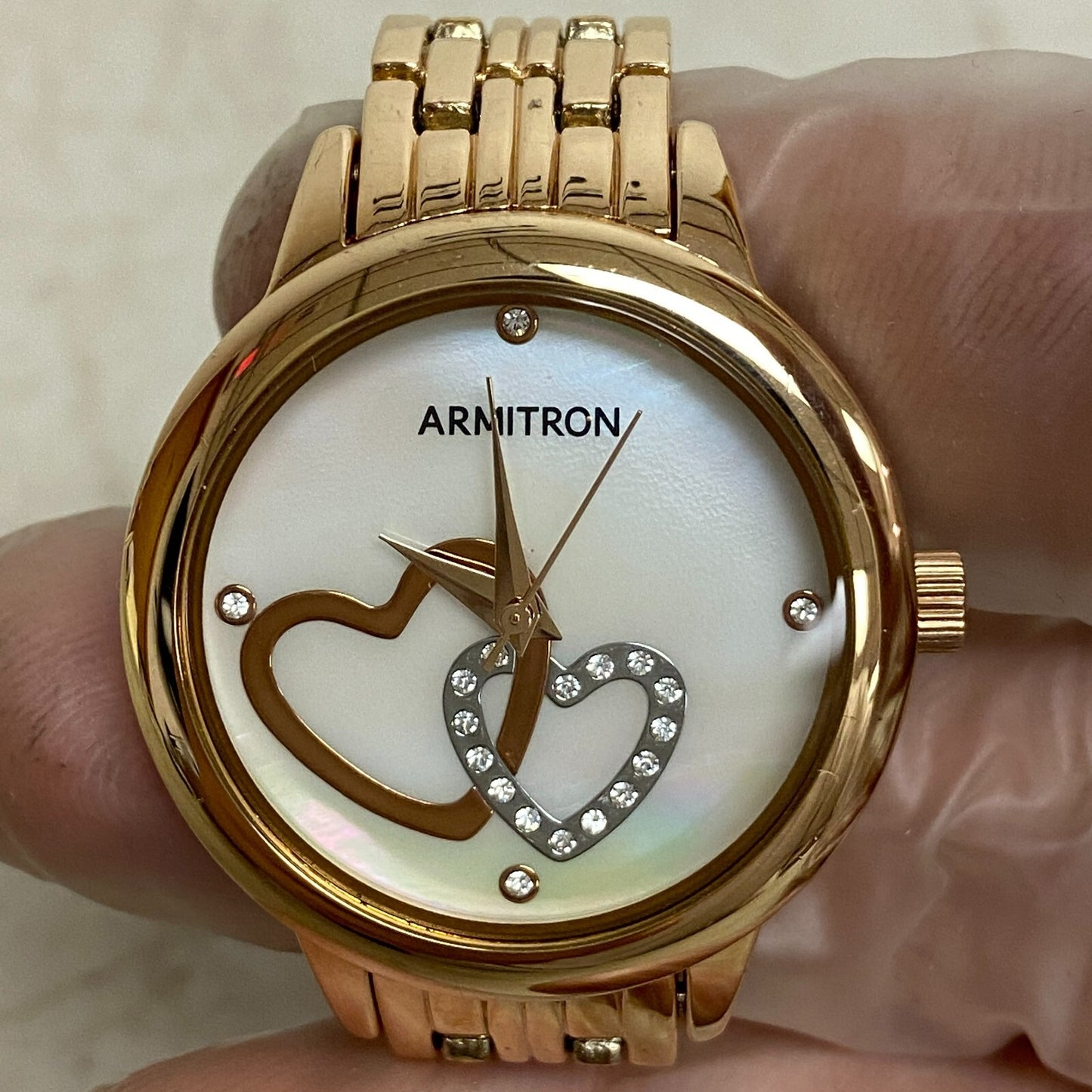 Armitron Women's genuine crystal pearl watch design rose gold plated Watch