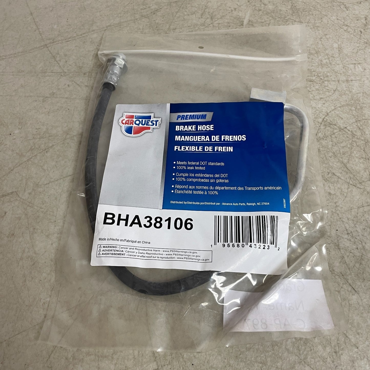 Carquest BHA38106 Premium 17" Flexible Brake Hose Assembly w/ Copper Washers