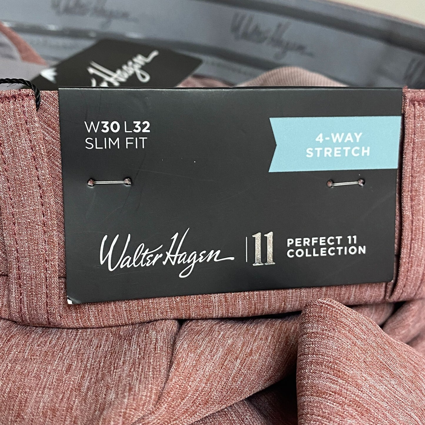 Walter Hagen Mens P11 Novelty Pocket Pant New Maroon/ White Htr Slim MGA35125VC