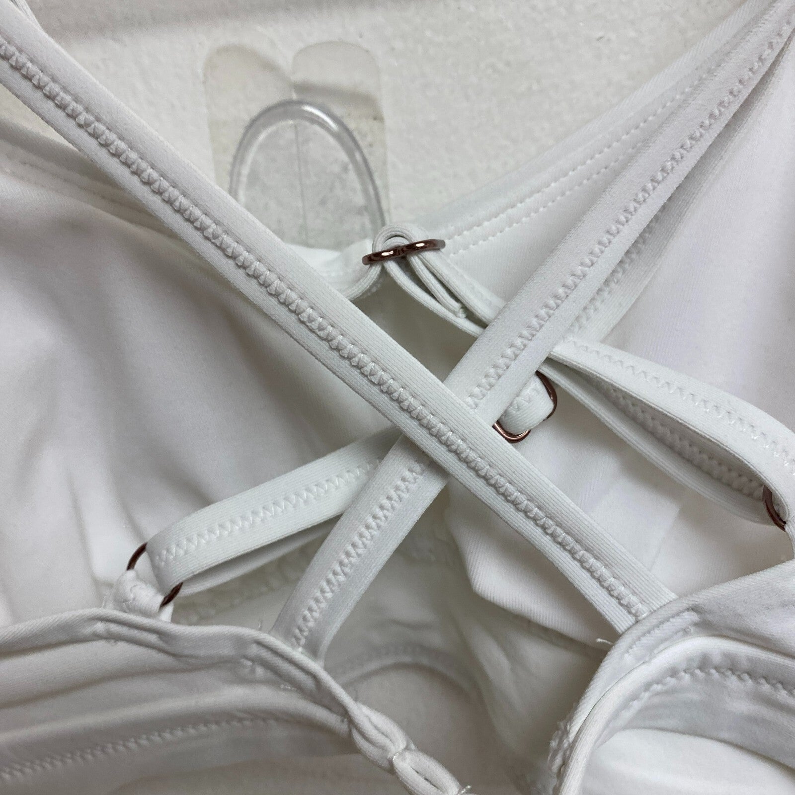 Calia Womens Runched Front Cross Top PURE WHITE Solid WSA23204PRT