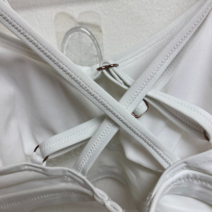 Calia Womens Runched Front Cross Top PURE WHITE Solid WSA23204PRT